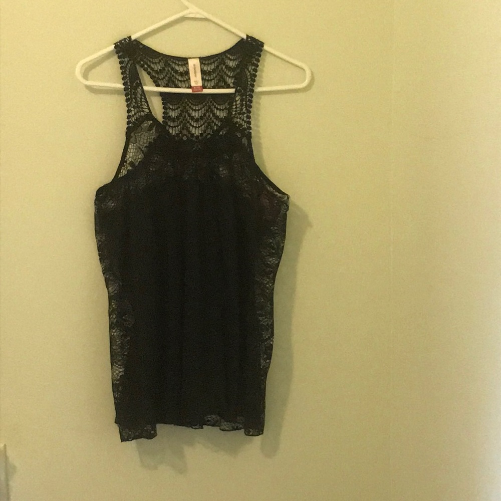 Black see-through cover up blouse